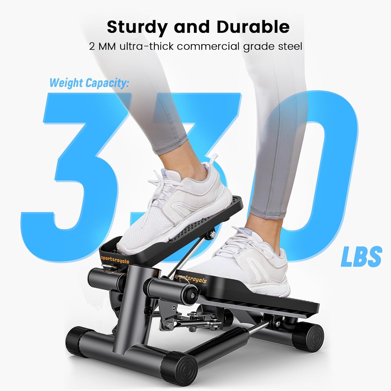 Sportsroyals Stair Stepper for Exercise, Mini Steppers with Resistance Band, Hydraulic Fitness Stepper Exercise Home Workout Equipment for Full Body Workout, 330lbs Weight Capacity - Image 7