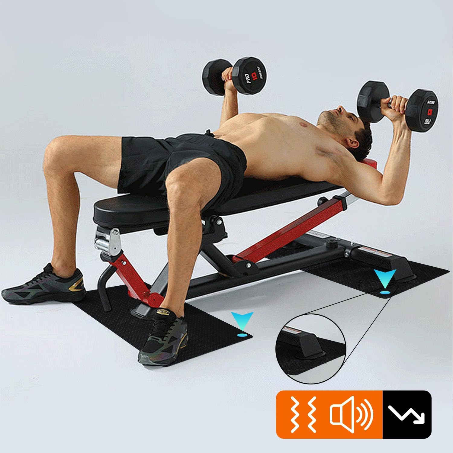 2 Pcs Mats for Exercise Bike, Dual Sided Non-Slip Mat for Rower Machine, Stationary Bike, Elliptical Machine, Natural Rubber Mat Protect Hardwood Floor Carpet - Image 8