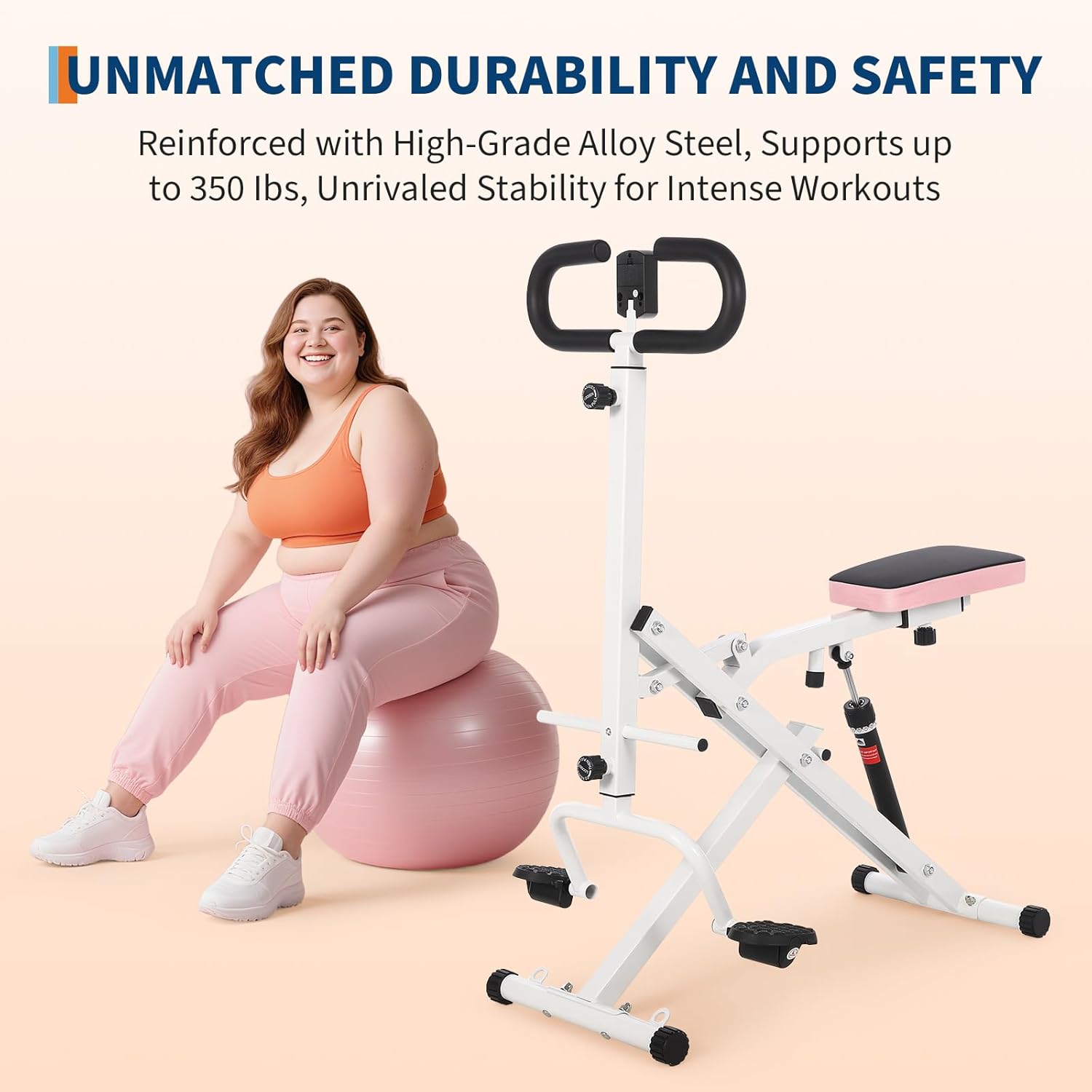 Squat Machine, Squat Assist Trainer with Adjustable12 Level Resistance, Foldable Squat Ride Rowing Machine for Home, Full Body Workout Gym for Glutes Legs Workout, 350 LBS Capacity - Image 6