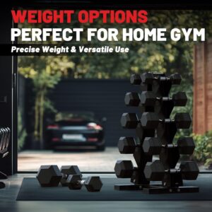 PAPABABE Hex Dumbbell Set 45-550lb, Rubber Encased Home Gym Dumbbells, Weight Dumbbells for Women & Men, Hand Weights for Home Gym & Strength Training,Pesas Para Ejercicios