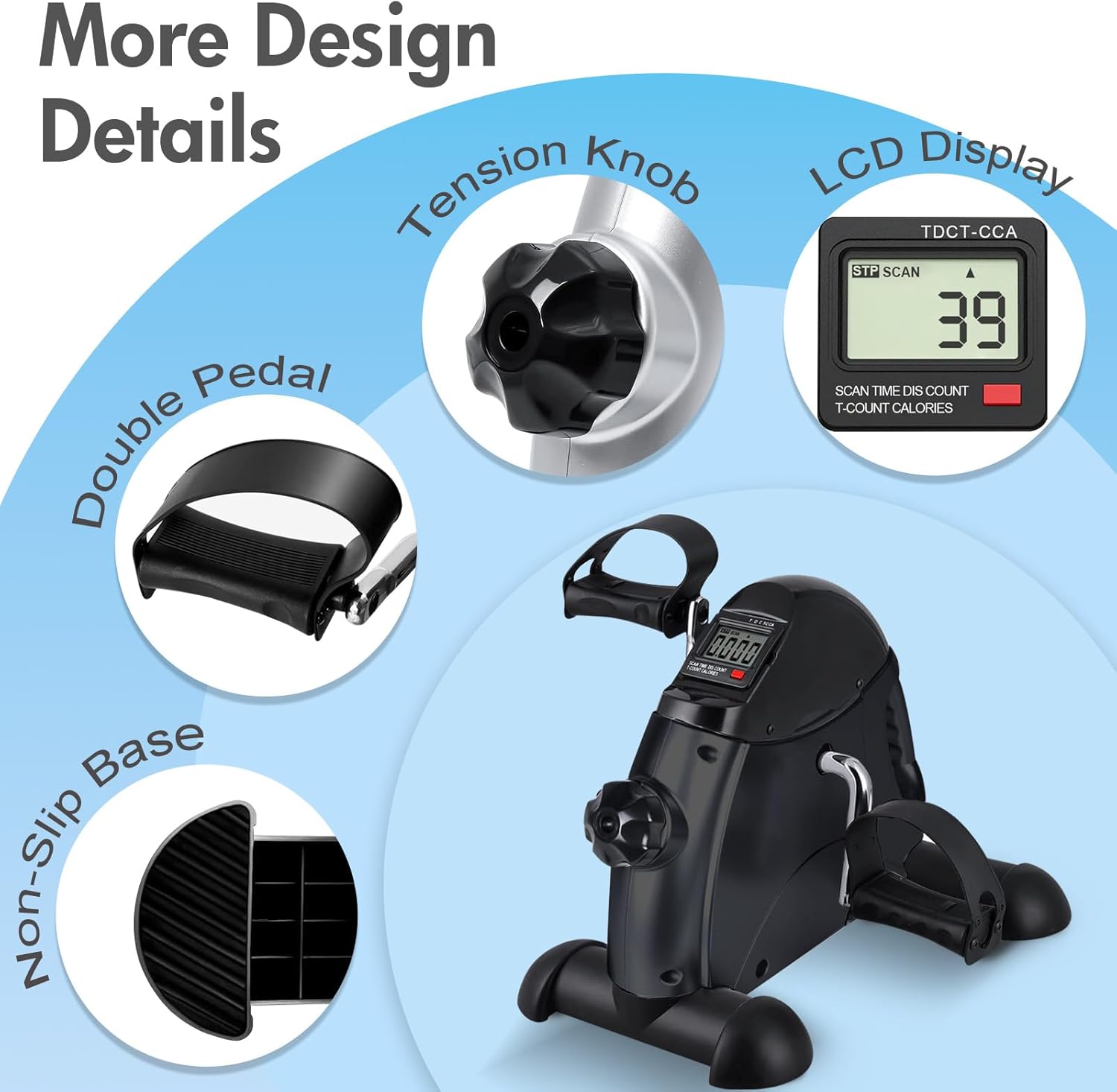 ALSO GO Mini Multi-Function Stepper, Exercise Bike, Digital Under Desk Bike with LCD Screen Display, Pedal Exerciser Peddler for Leg Arm and Knee for Elderly - Image 4