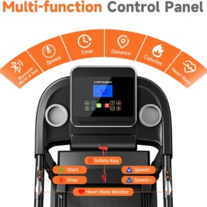 Treadmill for Home, 3-Level Manual Incline, 3.25HP Walking Jogging Running Machine, 320LBS Weight Capacity, 7.6 MPH Max Speed, Compact Portable Treadmills for Home Small/Office