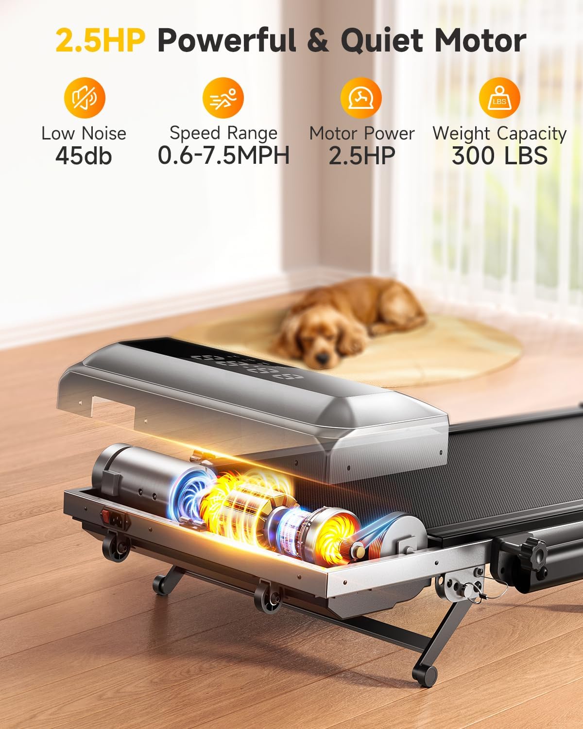 Walking Pad Treadmill with 12% Incline, 6 in 1 Folding Treadmill with Adjustable Handle Bar for Home/Office, Under Desk Treadmills Portable Walking Pad with App, Remote Control & LED Display - Image 7