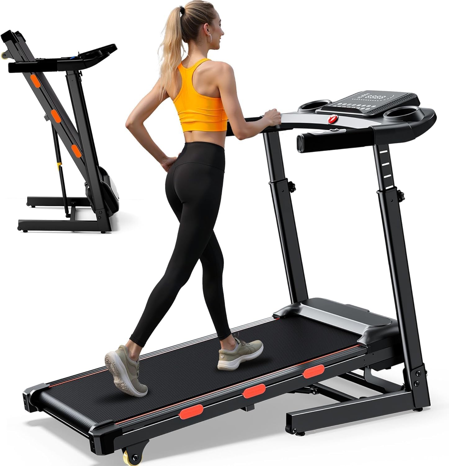 340lb Capacity Walking Pad Treadmill with 12% Incline, Big LED Display Under Desk Treadmill Support Full Manual/3-Preset Countdown/App Mode, Portable Treadmills for Small Spaces