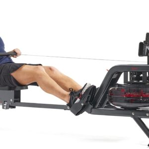 Sunny Health & Fitness Premium Water Rower w/Intensive Dynamic Real-Time Resistance, 300 LB Capacity Flip-able Rowing Machine for Home Training, Optional Free SunnyFit App Connection