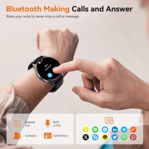 Smart Watches for Men Women, 1.43″ AMOLED Display Smartwatch with 7-Day Battery, 120+ Sport Modes, Bluetooth Calls, Heart Rate/Sleep Monitor, IP68 Waterproof for iPhone Android Compatible (Black)