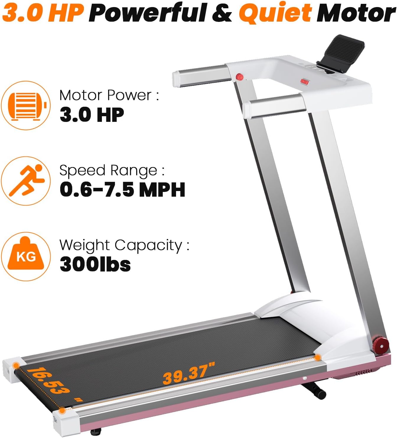Treadmills for Home, 4-in-1 Foldable Treadmill with Incline, 300 LBS Capacity Running Treadmills for Home Small Spaces with Handles, 3.0 HP Folding Treadmill with Smart APP - Image 3
