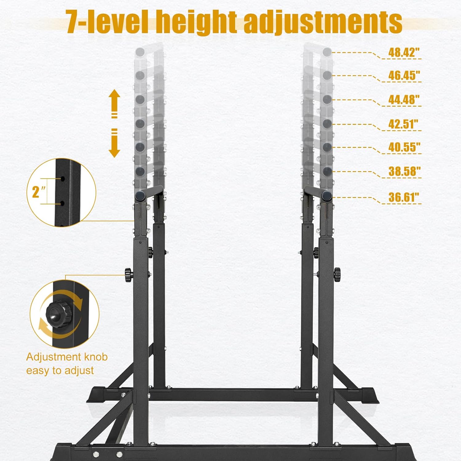 Bongkim Dip Bar, Heavy Duty Dip Station with 7 Height Levels, 800lbs Adjustable Parallel Bars for Tricep Dips Pull-Ups L-Sits Calisthenics Exercises Strength Training for Home Gym Outdoor - Image 3
