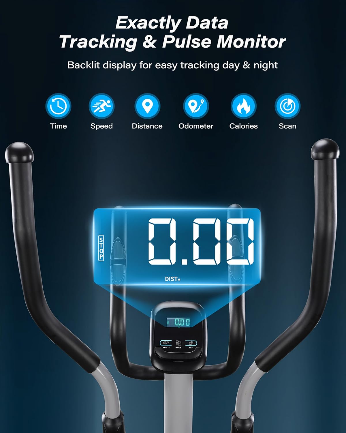 ECHANFIT Elliptical Exercise Machine for Home - Elliptical Machine with Backlit Display, Pulse Sensor, 16-Level Magnetic Resistance, App Bluetooth - Image 4