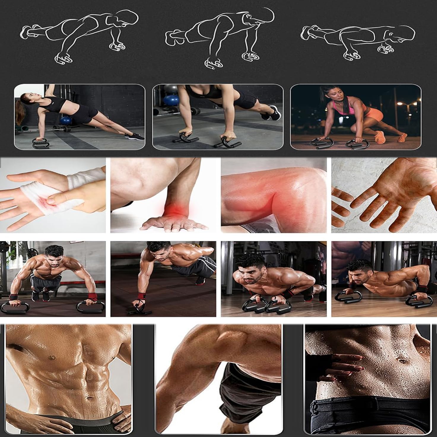 Push Up Bars, Push-up Handles, Set Of 2 Extra Thick Non Slip Foam Grip, Unique Sturdy Structure Push Up Stands, Perfect Strength Training Home Gym Push Up Handles For Floor - Image 5