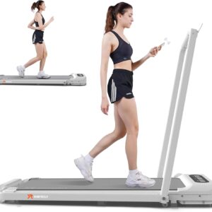Walking Pad with Optional Handle, 3 in 1 Under Desk for Walking, Jogging & Running, Portable Compact for Home Office, 2.5HP Quiet Motor, White/Black