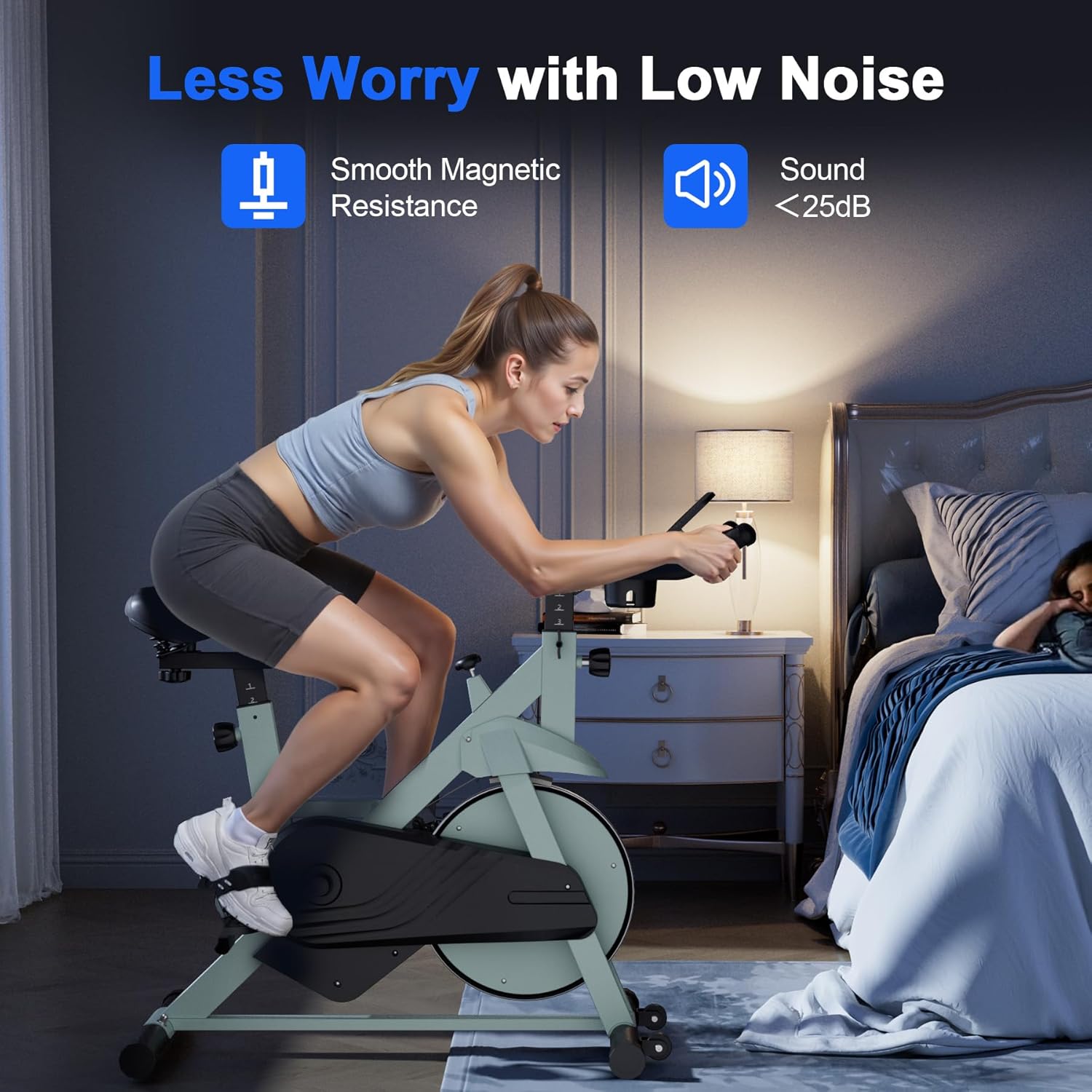 Superun Exercise Bike, Stationary Bikes for Home Gym with 32-Level Magnetic Resistance, 300LBS Capacity Indoor Cycling Bike with Comfortable Seat, LED Display - Image 3