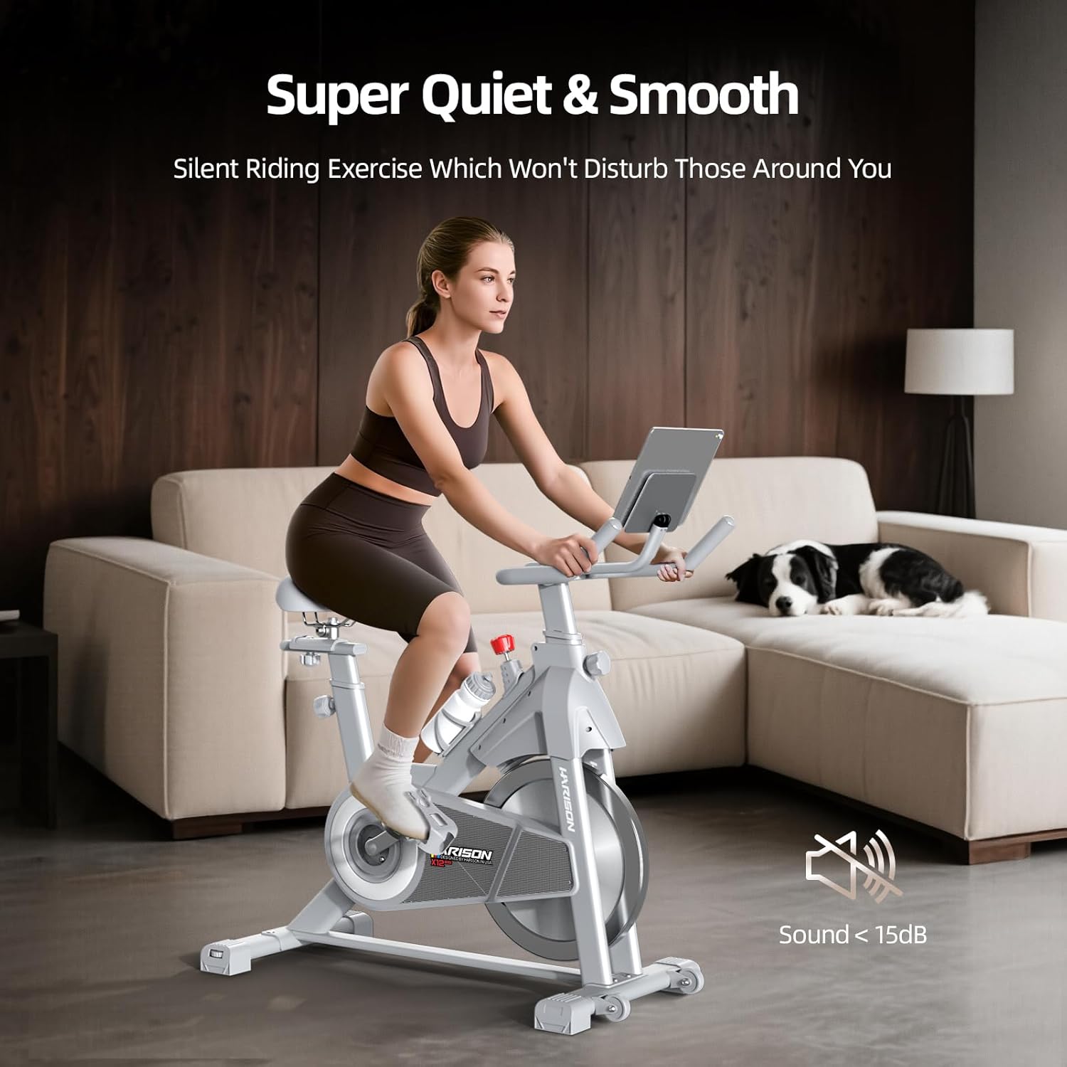 HARISON Semi-Commercial Exercise Bike 400 lbs Capacity, Magnetic Stationary Bikes for Home Gym with Bluetooth & Tablet Holder & Comfortable Seat Cushion - Image 3