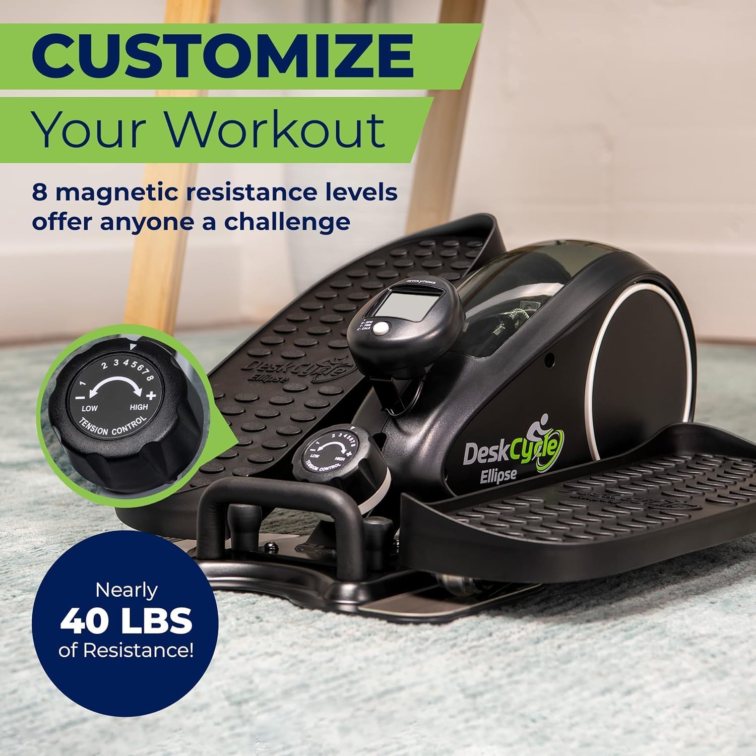 DeskCycle Ellipse Leg Exerciser - Under Desk Elliptical Machine and Foot Pedal Exerciser - Leg Exerciser While Sitting - Compact Under Desk Exercise Equipment - Image 3