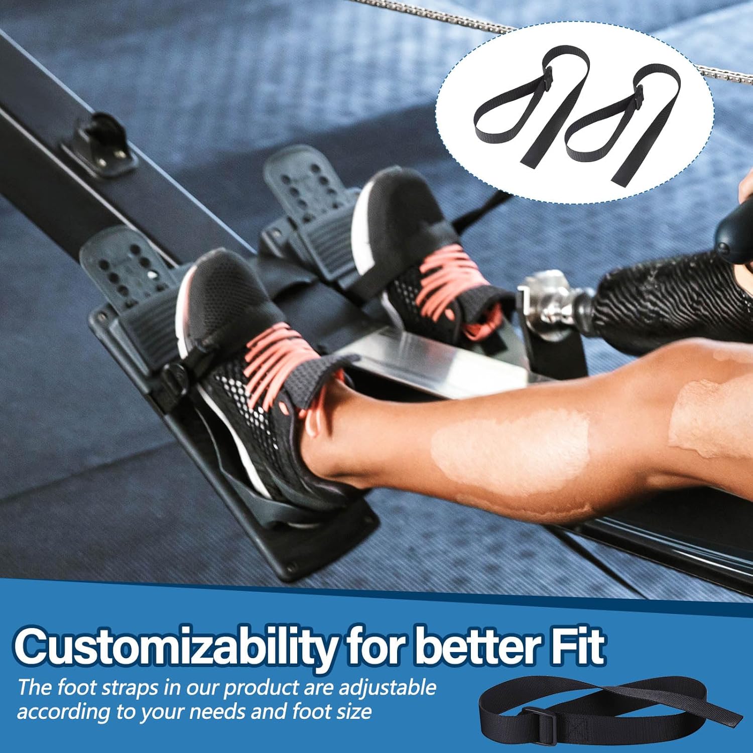 Rowing Machine Adjustable Foot Straps Compatible With Concept 2 Rower Fitness, 4 Pack Replacement Reusable Straps - Image 6