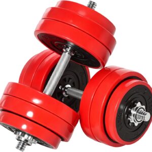Soozier Adjustable Dumbbell Set, Convertible to Barbell Weight Set for Home Gym Women and Men Weight Lifting Training.