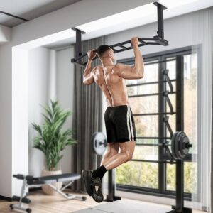 Kipika 48″ Ceiling Mounted Pull Up Bar, Heavy Duty Multi-Grip Chin Up Bar,Mounted Pull Up Bar, Adjustable Height, Pull Up Bands for Chin Ups & Body Stretching, Ideal for Home Gym and Strength Training