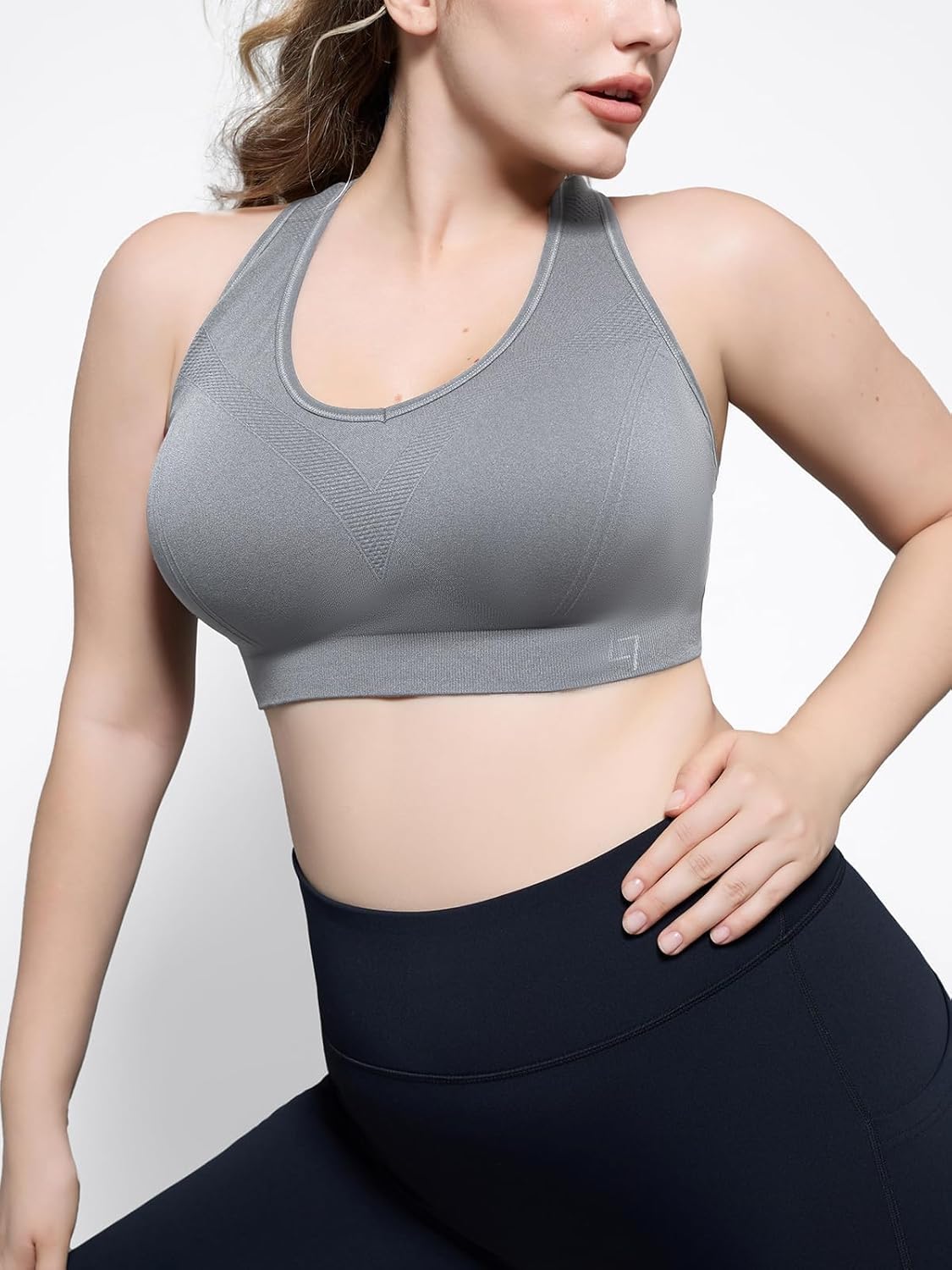 FITTIN Racerback Sports Bras for Women - Padded Seamless Support Bra for Yoga Gym Workout Fitness - Image 2
