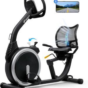 MERACH Recumbent Exercise Bikes for home, Light Commercial High-end Recumbent Bike for Seniors Adults, Magnetic Recumbent Exercise Bike with Smart Bluetooth and Exclusive App, LCD, Heart Rate Handle