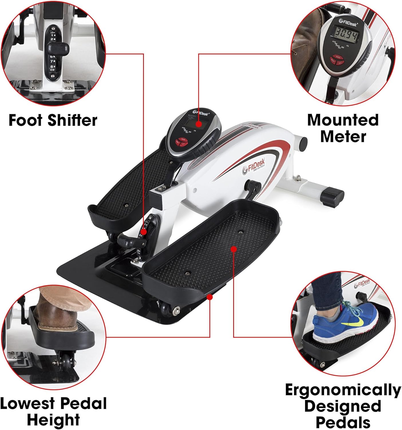 FitDesk Under Desk Bike Exercise Machine, Compact Magnetic Pedal Exerciser, Mini Elliptical, Quiet Seated Cardio Trainer for Home Office Workouts, Adjustable Resistance Bike for Desk Fitness - Image 3