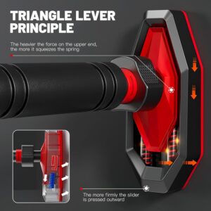 Pull Up Bar for Doorway, Strength Training Chin Up Bar with Level Meter Adjustable 25.5″- 39.3″ Width Locking Mechanism Pull-up Bars, No Screws, Max Load 440lbs for Home Gym Door Frame Workout