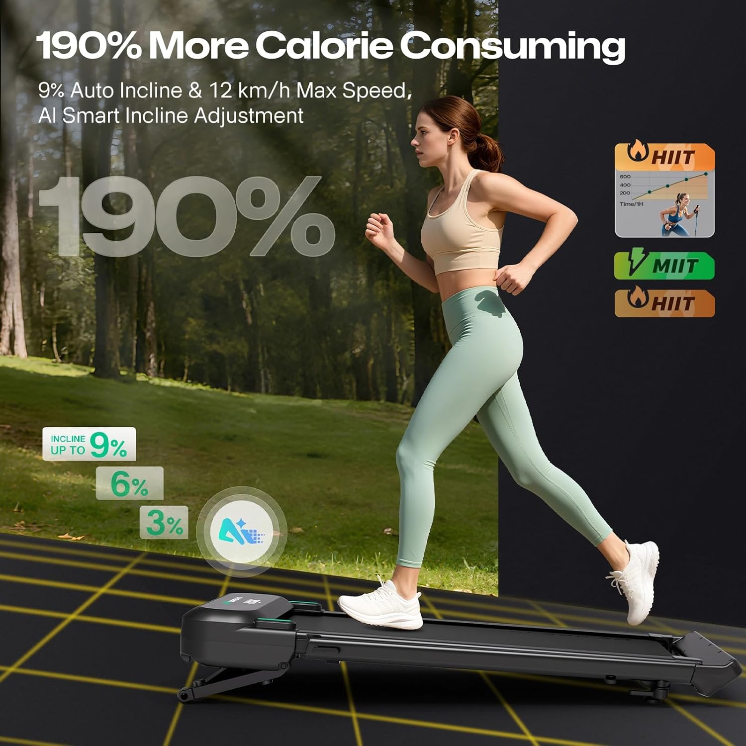 UREVO Foldimix Treadmill Walking Pad with Adjustable Handle Bar for Home Office, Multi-Functional Workstation Treadmill, Dual Brushless Motorized, 14-Point Shock Absorption, Compact Design - Image 4