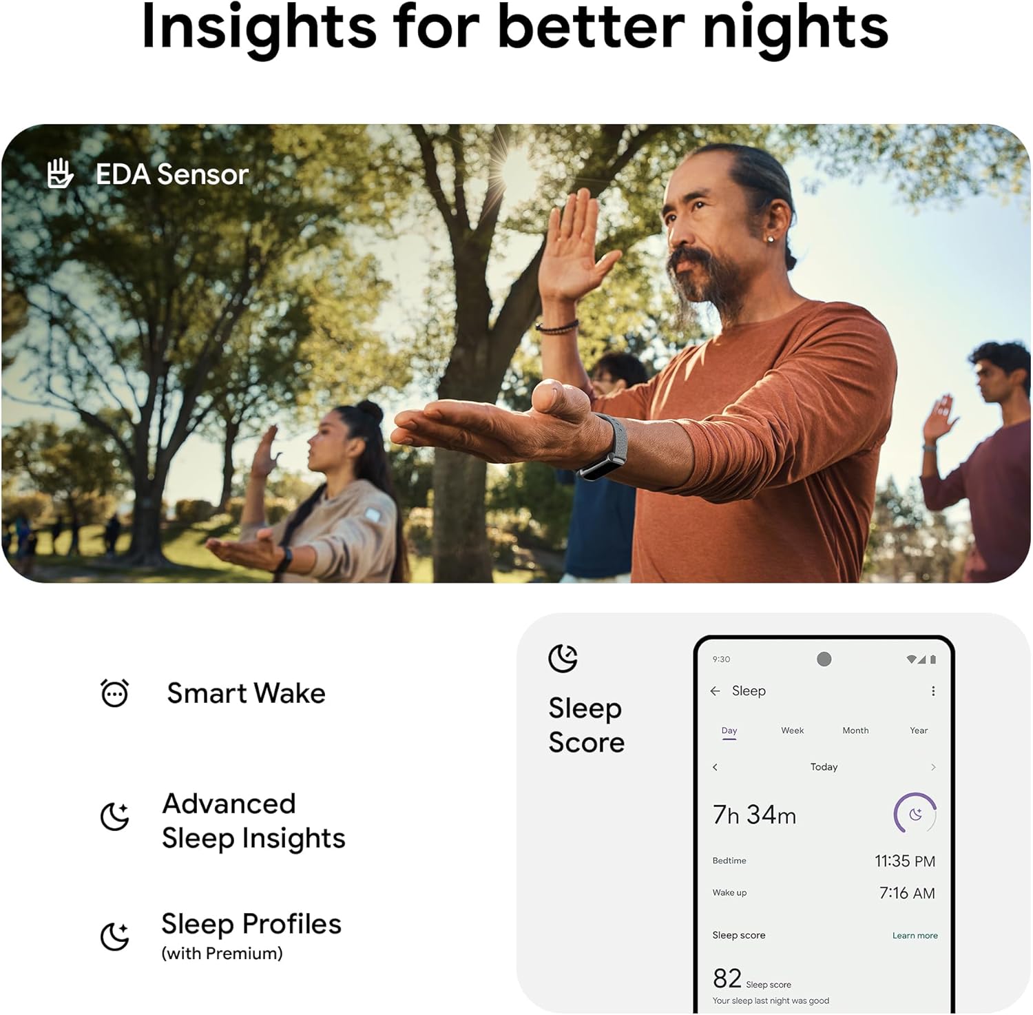 Fitbit Charge 6 Fitness Tracker with Google apps, Heart Rate on Exercise Equipment, 6-Months Premium Membership Included, GPS, Health Tools and More, Obsidian/Black, One Size (S & L Bands Included) - Image 7