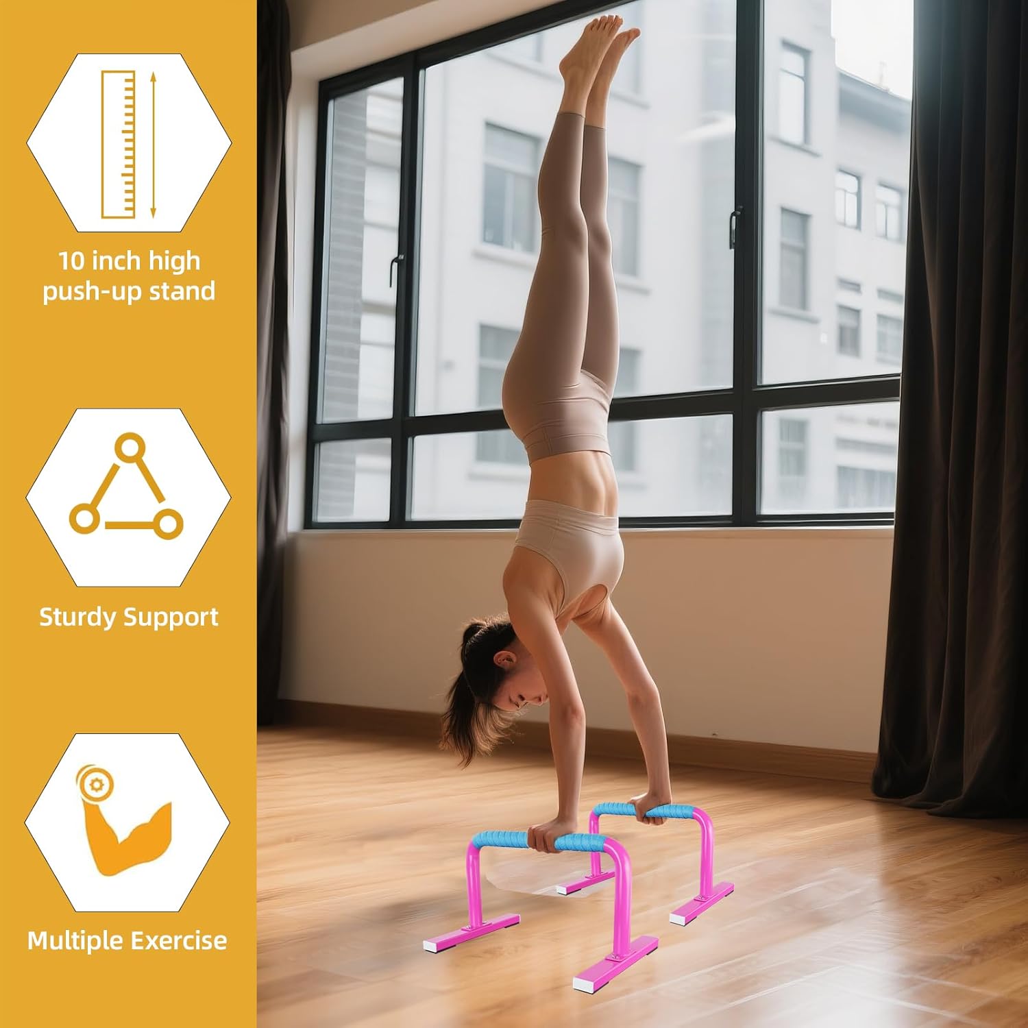 Strength Training Parallettes Push Up Bars, Pushup Handles Calisthenics Equipment for Home Workout, Anti-slip Gymnastics Bars, Handstand & Dip Bar for Outdoor Exercise - Image 4