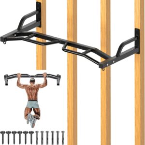 Kipika 48″ Wall Mounted Multifunction Cable Pulley System Gym, 48″ Wall Mounted Pull Up Bar, Cable Machine LAT Pulldown Attachments, DIY Home Gym Pulley Cable Machine Attachment System, Punching Bag Hanger