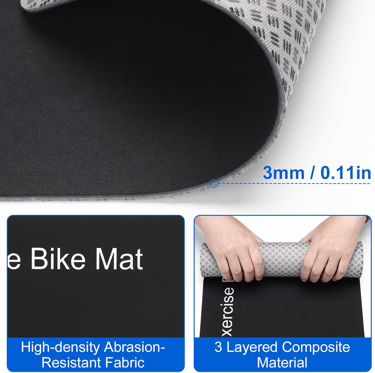 TOBWOLF 2PCS Non-Slip Mat Compatible with Peloton Bike, Concept 2 Rowing Machine, Exercise Bike Mat, Mat Protect Hardwood Floor Carpet for Home Gym, Workout Mat for Bike Trainer, Stationary Spin Bike - Image 6