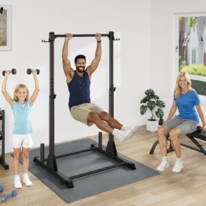 Pull Up Station, Multifunctional Pull Up Bar Free Standing for Strength Training, Height Adjustable Power Tower, 600LBS Weight Capacity