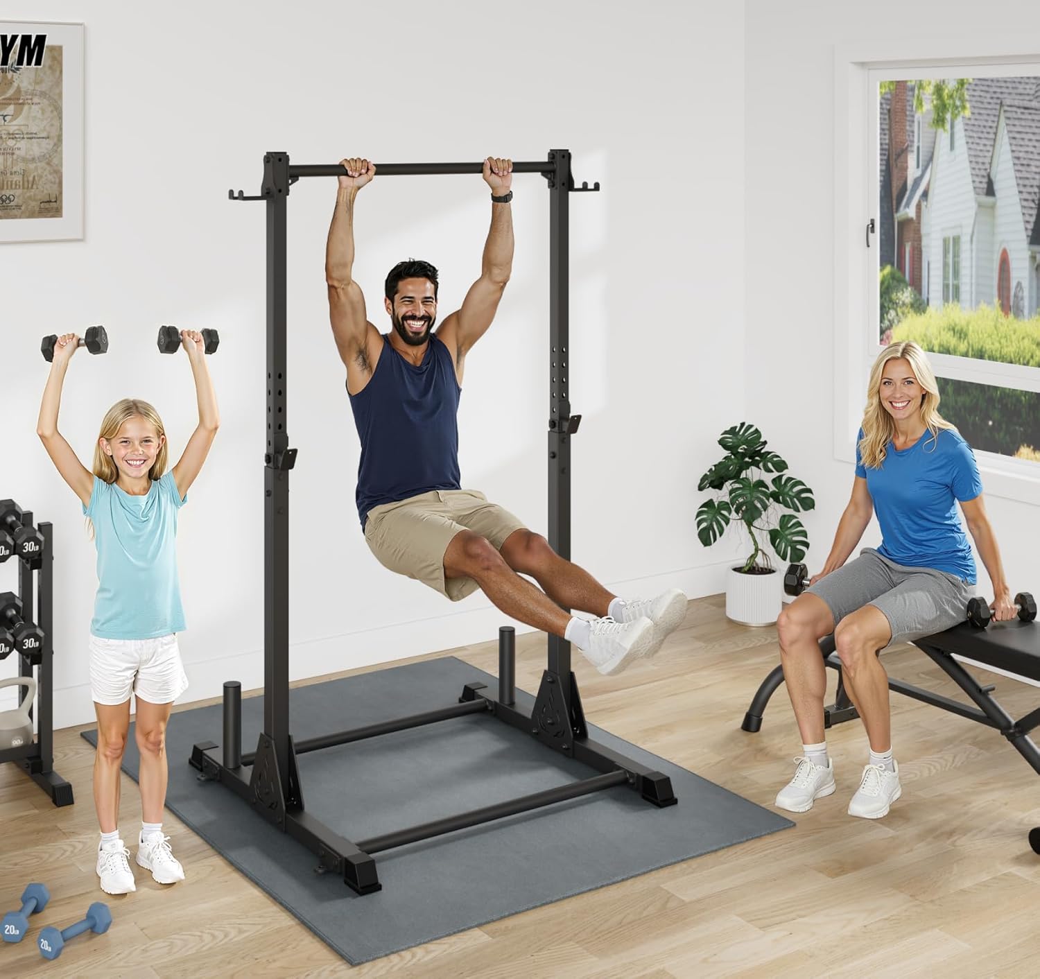 Pull Up Station, Multifunctional Pull Up Bar Free Standing for Strength Training, Height Adjustable Power Tower, 600LBS Weight Capacity - Image 2