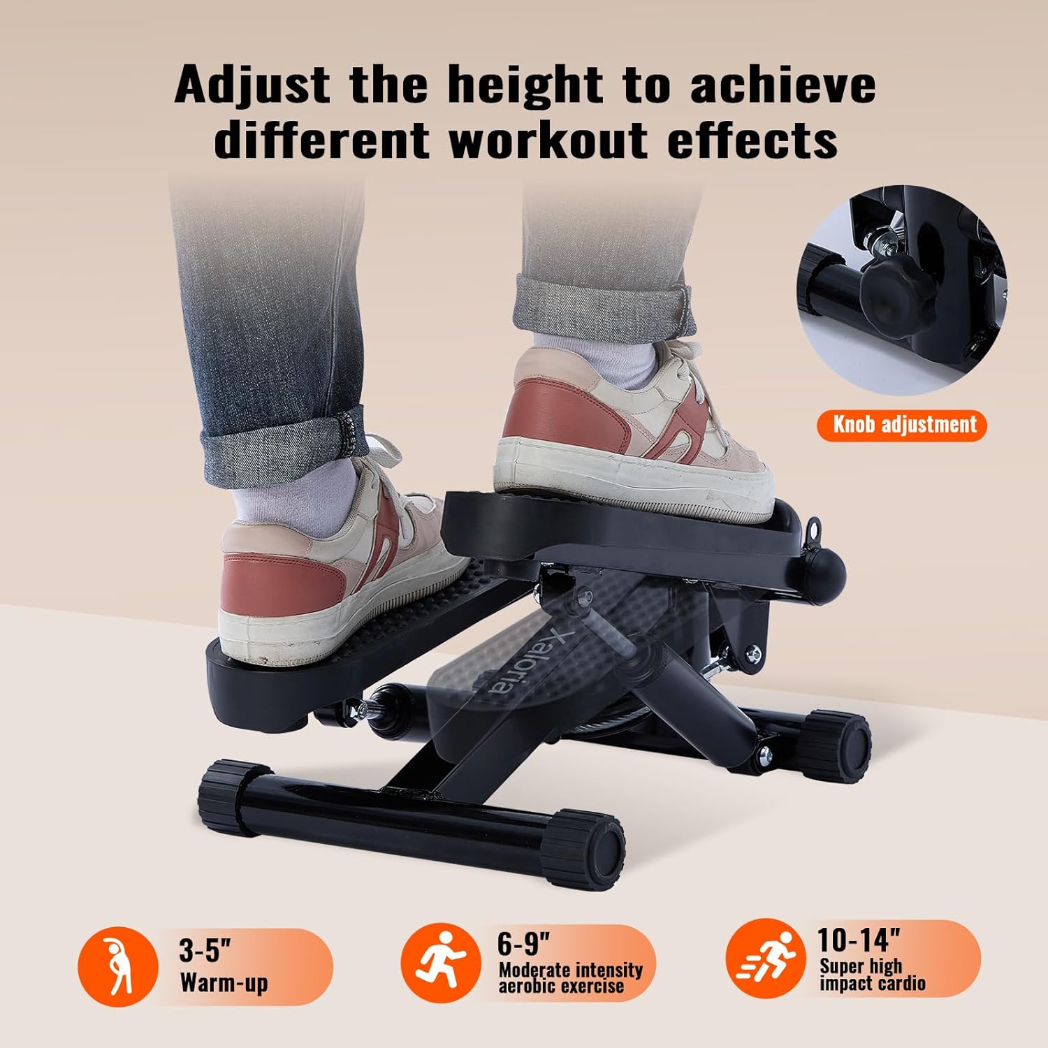 Mini Stair Stepper Machine with Resistance Bands – Portable Cardio Workout Equipment for Home Gym, Fitness Stepper with LCD Display – Compact & Quiet - Image 6