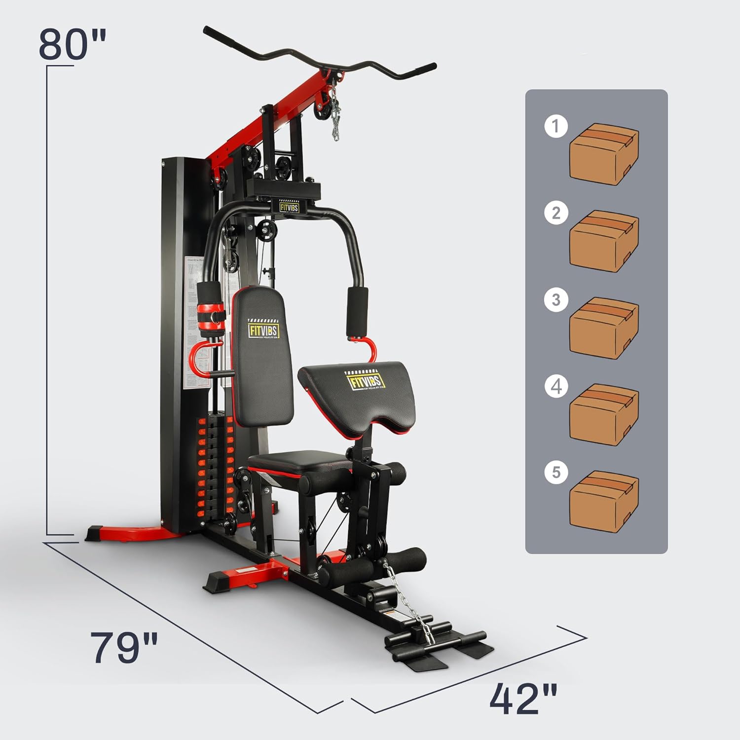 Fitvids Multifunctional Home Gym Equipment with 122.5 lbs Weight Stack, Full Body Workout Weight Machine Strength Training Exercise Equipment with Pulley System & Leg Press, All-in-One Workout Station - Image 3