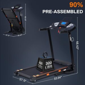 ECHANFIT 15% Auto Incline Treadmill Foldable Treadmills for Home with 18″ Wider Belt, 10 MPH Speed, 300 lbs Capacity, Shock Absorption System, App Bluetooth