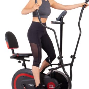 [BODY POWER] – 2nd Gen, PATENTED 3 in 1 Exercise Machine, Elliptical with Seat Back Cushion, Upright Cycling, and Reclined Bike Modes – Digital Computer Targets Different Body Parts, BRT5118