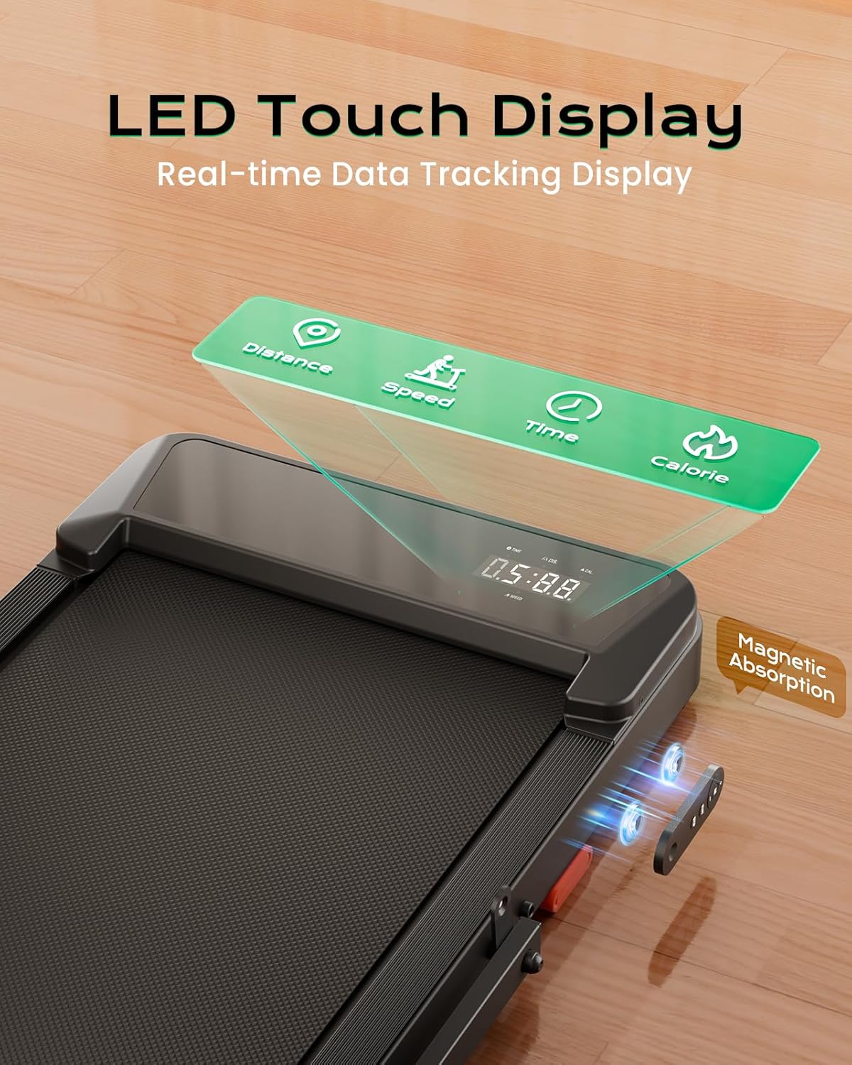 Walking Pad,Treadmill with Incline for Home Office, 2.5HP Portable Under Desk Treadmill with 265 Lbs Capacity,Remote Control, Led Display - Image 5