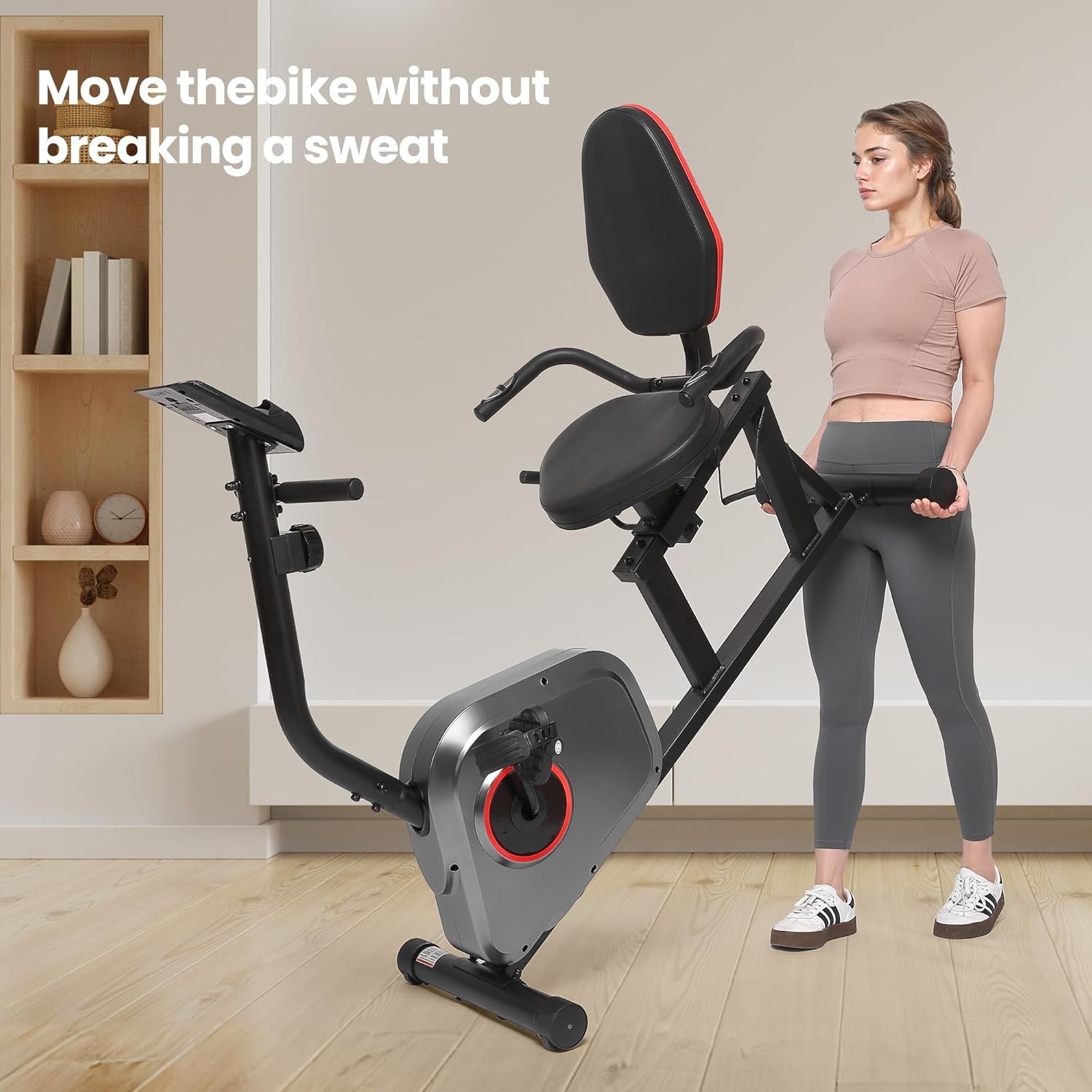 Recumbent Exercise Bike Stationary Bike Exercise Bikes for Home with 8 Levels Magnetic Resistance 300 LBS Weight Capacity LCD Monitor Heart Rate Handle and Device Holder - Image 8