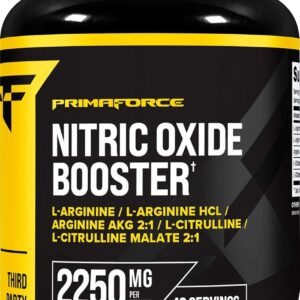 Primaforce Nitric Oxide Booster (2,250mg, 120 Capsules) – 40 Servings of Our Nitric Oxide Boosting Blend for Pre-Workout and Post-Workout