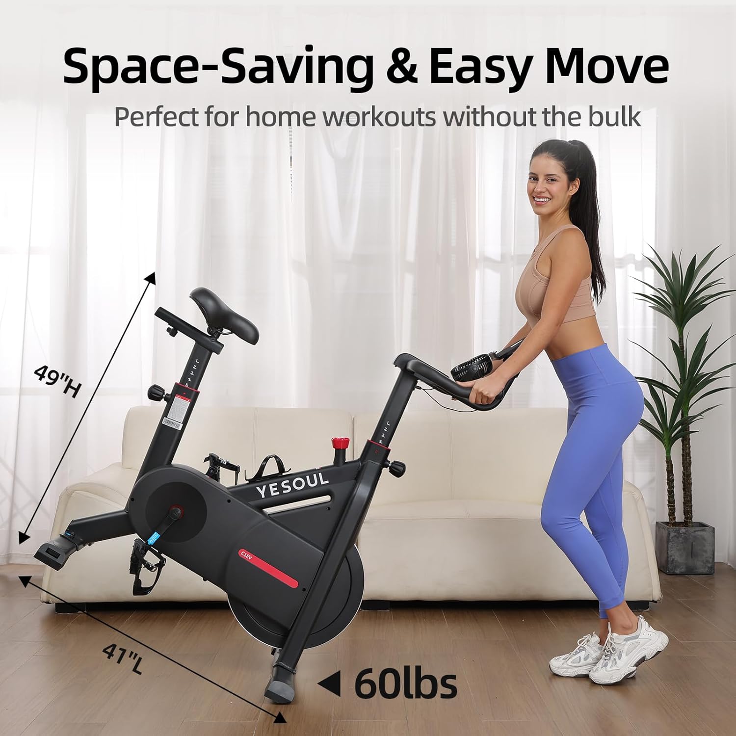 YESOUL Exercise Bike with Exclusive Smart App, Adjustable Magnetic Resistance & 300lbs Capacity, Indoor Stationary Cycling Bike with Stable Triangle Frame, Scenic Rides & Live Classes for Home Workouts - Image 9