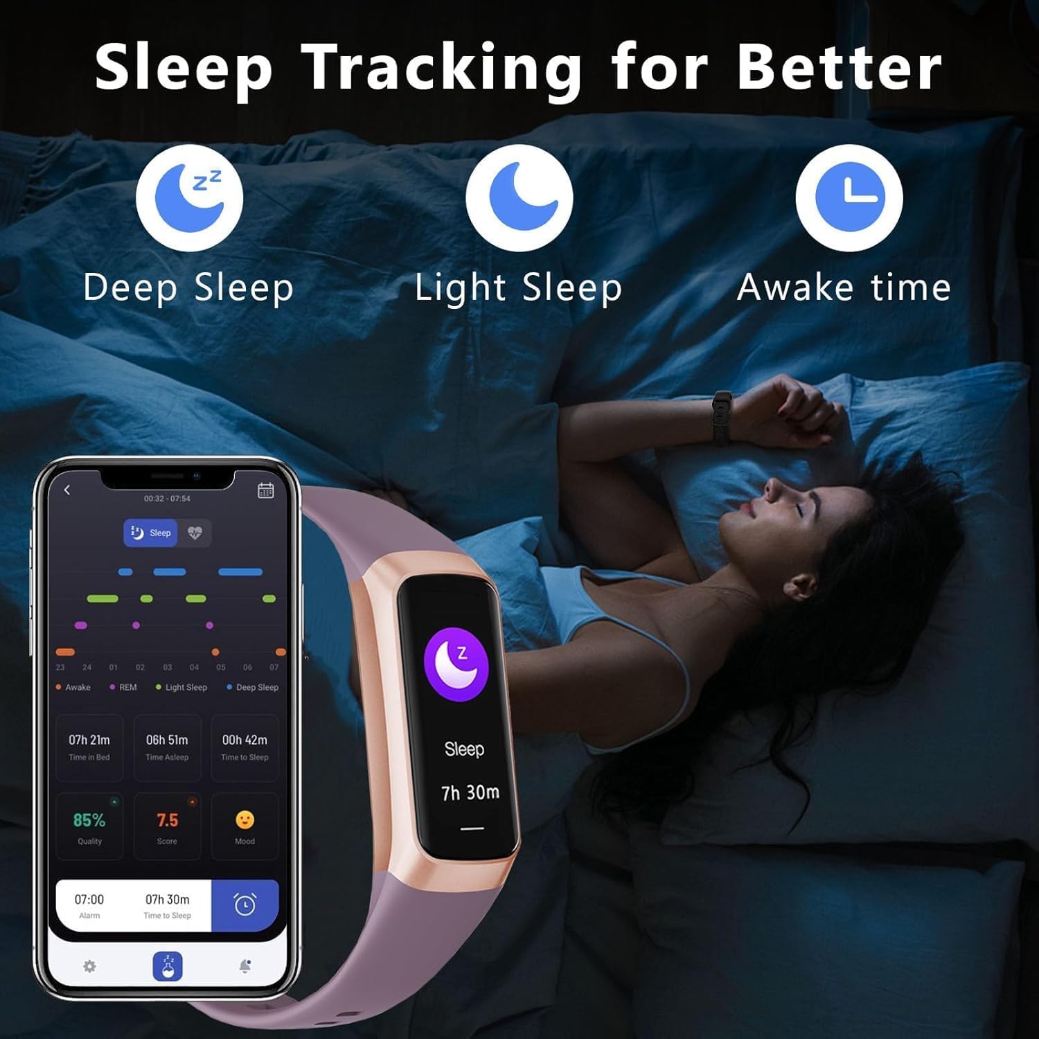 Fitness Tracker with Heart Rate/Blood Oxygen/Sleep Monitor, 20+ Sports Modes Smart Watches for Women/Men, Activity & Step Tracker Smart Watch for Android/iOS Phones (Bordeaux) - Image 5
