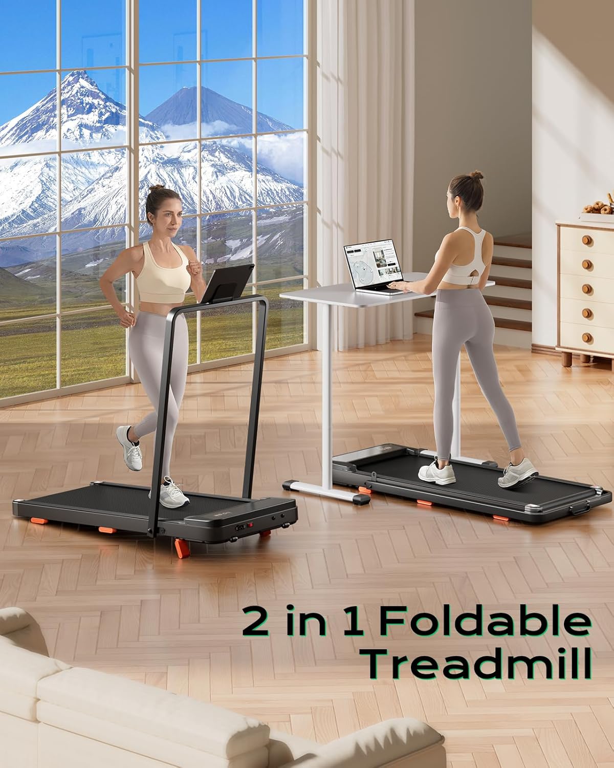 Walking Pad,Treadmill with Incline for Home Office, 2.5HP Portable Under Desk Treadmill with 265 Lbs Capacity,Remote Control, Led Display - Image 3