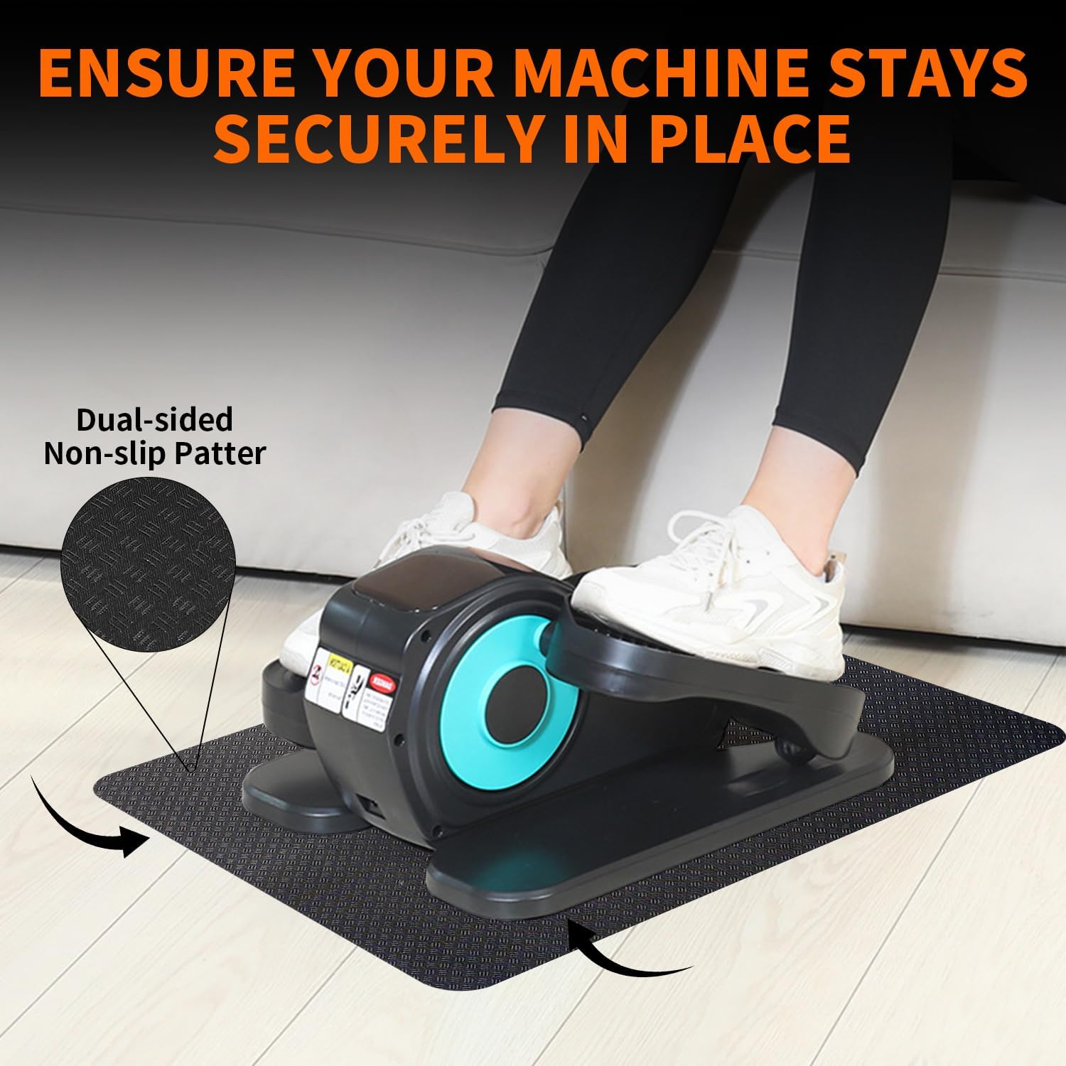 Double Non-Slip Workout Mat for Ellipse Leg Exerciser, 23.6" × 17" 0.12-0.2" Thick Ellipse Machine Mat, Exercise Mats for Under Desk Ellipticals - Image 2
