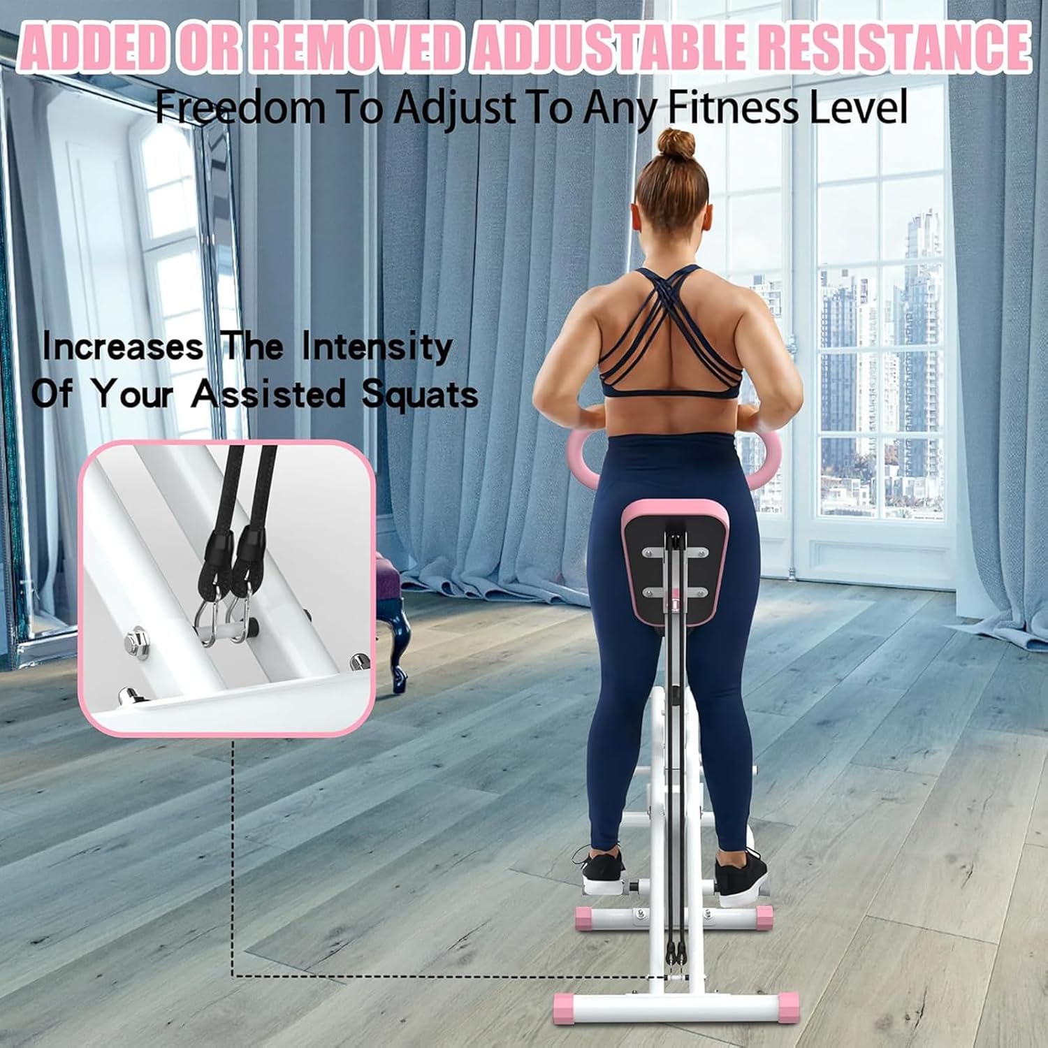 Squat Machine, Squat Ride / Rowing Machine with Adjustable Resistance, Glute & Leg Cardio Workout Machine, Foldable Exercise Equipment for Home - Image 6