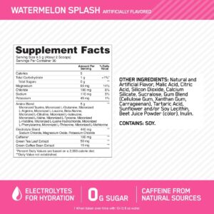 Optimum Nutrition Amino Energy Powder Plus Hydration, with BCAA, Electrolytes, and Caffeine, Watermelon Splash, 30 Servings (Packaging May Vary)