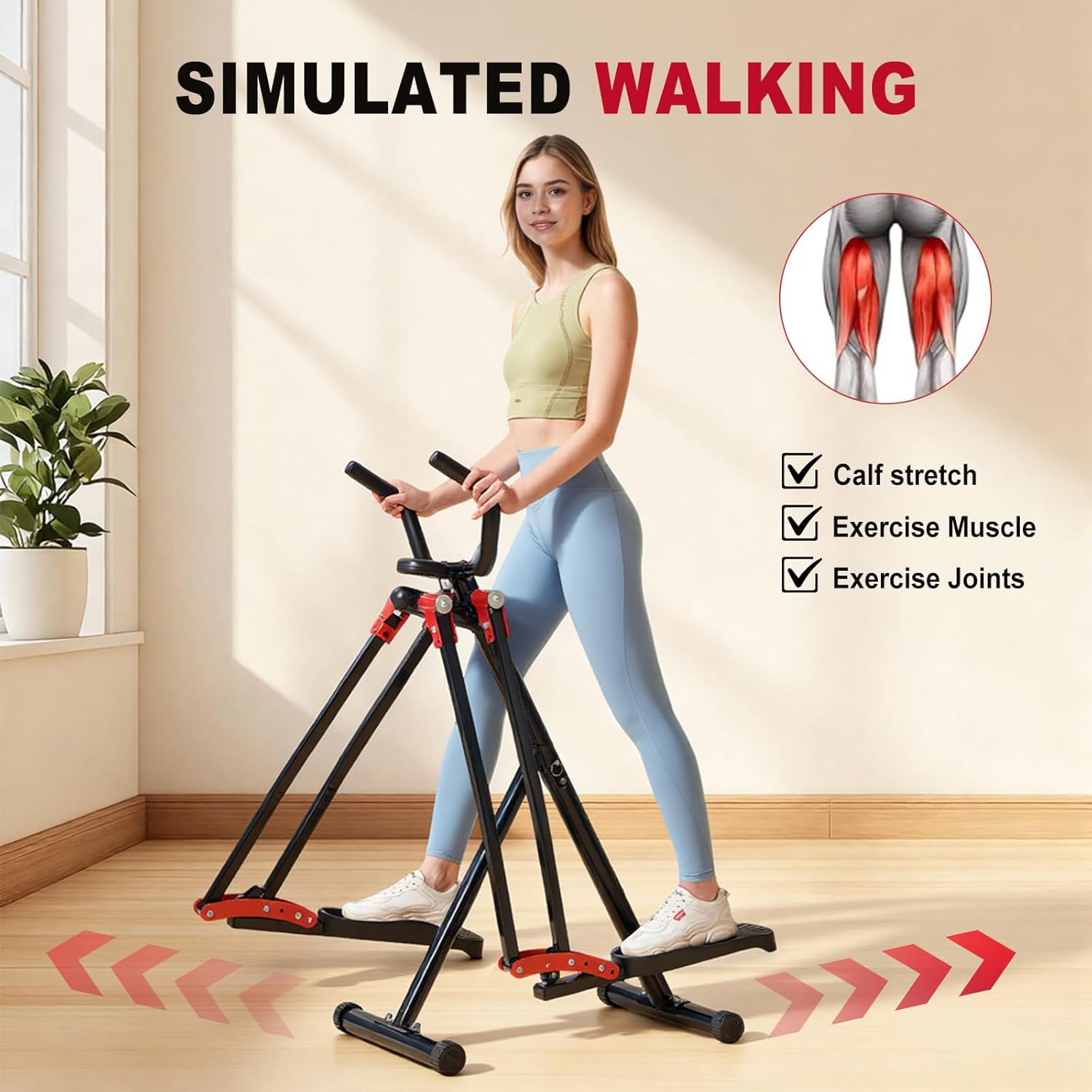 Space Walker Exercise Machine - Air Walker Elliptical Trainer for Home Use, Full Body Workout Equipment with LCD Display, Adjustable Resistance & Foldable Design for Cardio, Legs, Glutes Training - Image 3