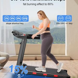 350 lb Capacity Walking Pad Treadmills for Home with 12%/15% Incline, Foldabe Treadmill with Handrail, 3.5HP Real Brushless Treadmill with Dual Cushion System, Deck Treadmills for Small Space