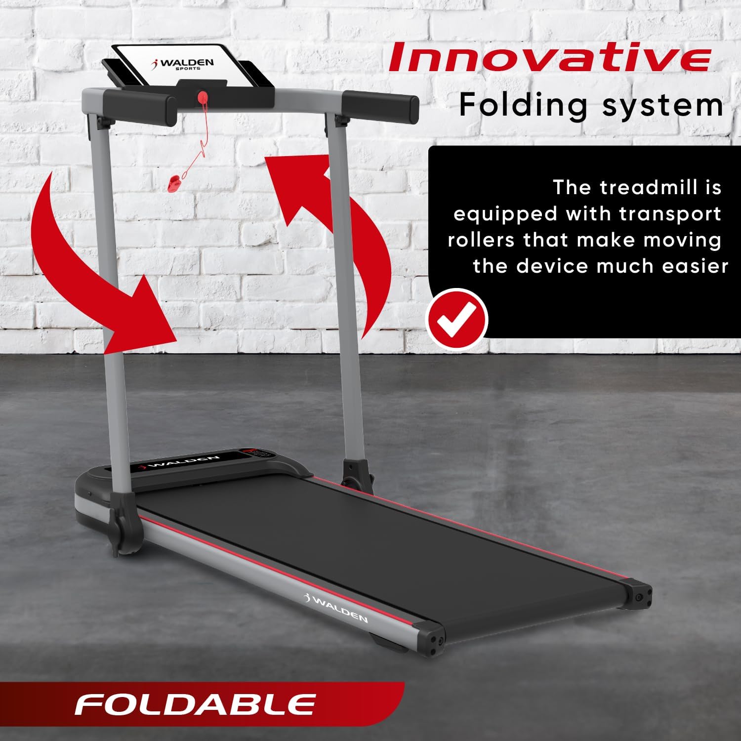 Walden Sports Folding Electric Treadmill with Handle - Portable Running Machine LCD Screen - 6.2mp/h Adjustable Speed - Image 5