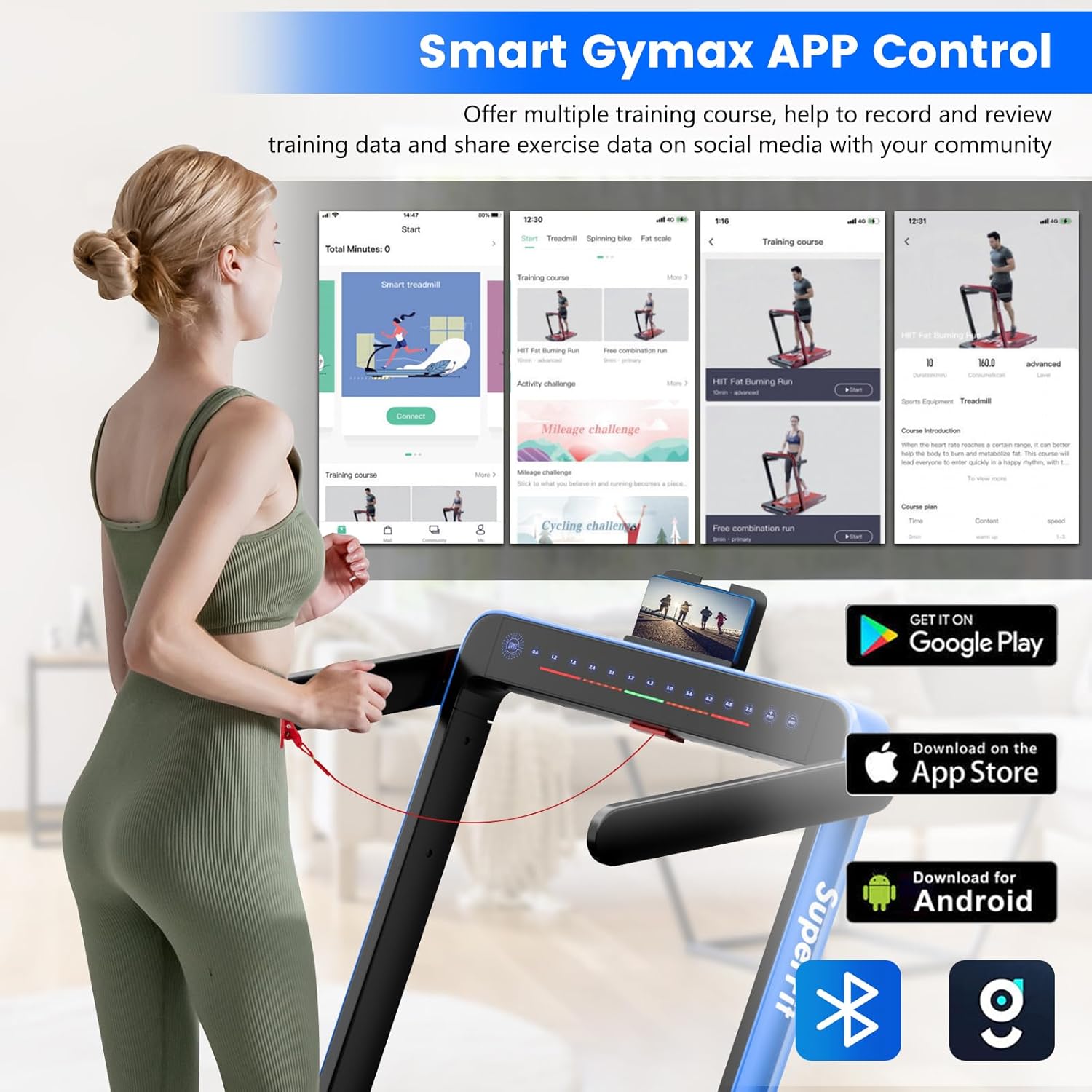 GYMAX Walking Pad, Dual LED Display Free Installation Running Machine w/Smart App/Remote Control & Bluetooth Speaker, 2 in 1 Foldable Portable Under Desk Treadmill for Small Space Home Office - Image 7