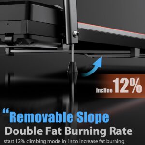 Walking Pad Treadmill with Incline Slope, Larger Screen Display Under Desk Treadmill 340 lb Capacity, Portable Treadmills for Small Spaces, Home